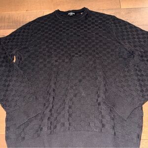 Karl Lagerfeld Black Checkered Crewneck Sweater